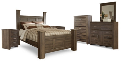 Cama con dosel Juararo Queen, tocador, espejo, cómoda y dos mesitas de noche