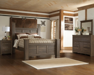 Cama con dosel tamaño queen, cómoda y espejo Juararo