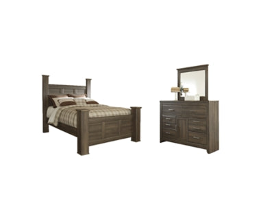 Cama con dosel tamaño queen, cómoda y espejo Juararo