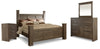 Cama con dosel Juararo King, cómoda, espejo y mesita de noche