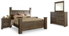Cama con dosel Juararo King, cómoda, espejo y dos mesitas de noche