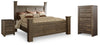 Cama con dosel, cómoda y mesita de noche Juararo King