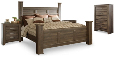 Cama con dosel Juararo King, cómoda y dos mesitas de noche