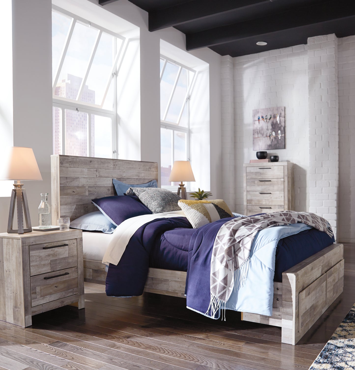 Effie Full Panel Bed with 2 Storage Drawers