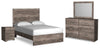 Cama Ralinksi con paneles completos, tocador, espejo y mesita de noche