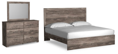 Cama Ralinksi King con paneles, tocador y espejo