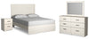 Cama Stelsie Queen con paneles, tocador, espejo y mesita de noche