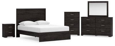 Belachime Queen Panel Bed, Dresser, Mirror, Chest and Nightstand