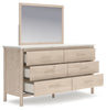 Cadmori King Upholstered Panel Bed, Dresser, Mirror and Nightstand