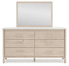 Cadmori King Upholstered Panel Bed, Dresser, Mirror and Nightstand