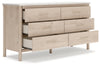 Cama Queen Cadmori con paneles tapizados, cómoda y mesita de noche