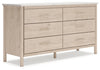 Cama Queen Cadmori con paneles tapizados, cómoda y mesita de noche