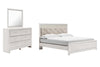 Cama King con paneles, tocador y espejo Altyra