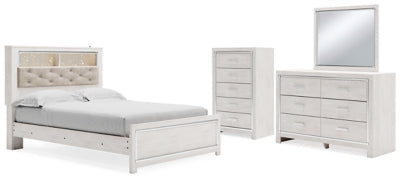 Cama con librería Queen Altyra, tocador, espejo y cómoda