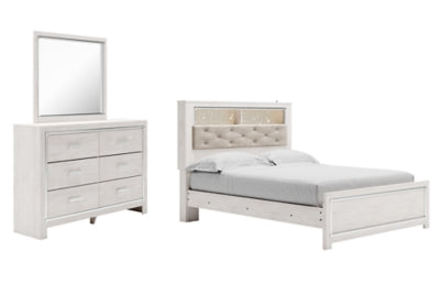 Cama, cómoda y espejo con librería y paneles Altyra Queen