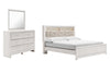 Cama, cómoda y espejo con librería y paneles Altyra King