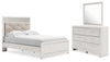 Cama Altyra con paneles completos, tocador y espejo