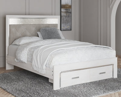 Cama Queen Altyra con almacenamiento tapizada