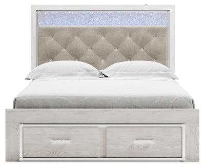 Cama Queen Altyra con almacenamiento tapizada