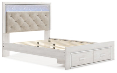 Cama Queen Altyra con almacenaje, tocador, espejo, cómoda y mesita de noche