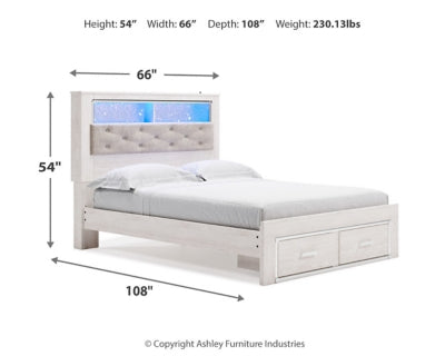 Cama Queen Altyra con almacenamiento, tocador, espejo y mesita de noche