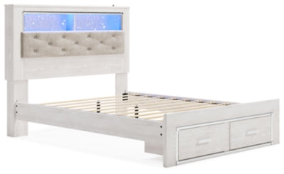 Cama Queen Altyra con almacenamiento, tocador, espejo y mesita de noche