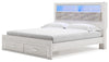 Cama con librería tapizada y espacio de almacenamiento Altyra King
