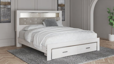 Cama con librería tapizada y espacio de almacenamiento Altyra King