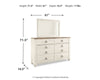 Willowton Full Panel Bed, Dresser and Mirror