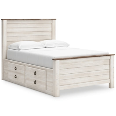 Cama Willowton de tamaño completo con dos cajones de almacenamiento