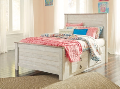 Cama Willowton de tamaño completo con dos cajones de almacenamiento