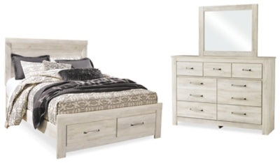 Cama Queen Bellaby con almacenamiento, tocador y espejo