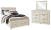 Cama Queen Bellaby con almacenamiento, tocador y espejo