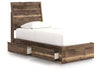 Cama individual con paneles y espacio de almacenamiento Chirason