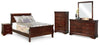 Cama de tres plazas Alisdair, tocador, espejo, cómoda y mesita de noche