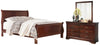 Cama Queen tipo trineo Alisdair, tocador y espejo