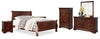 Cama Alisdair King tipo trineo, tocador, espejo, cómoda y dos mesitas de noche
