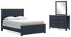 Cama tamaño queen Landocken, tocador y espejo