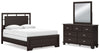 Cama Queen con paneles, tocador y espejo Covetown
