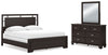 Cama California King con paneles, tocador y espejo Covetown