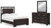 Cama Covetown con paneles completos, tocador y espejo