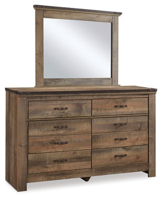 Trinell Twin Bookcase Storage Bed, Dresser and Mirror