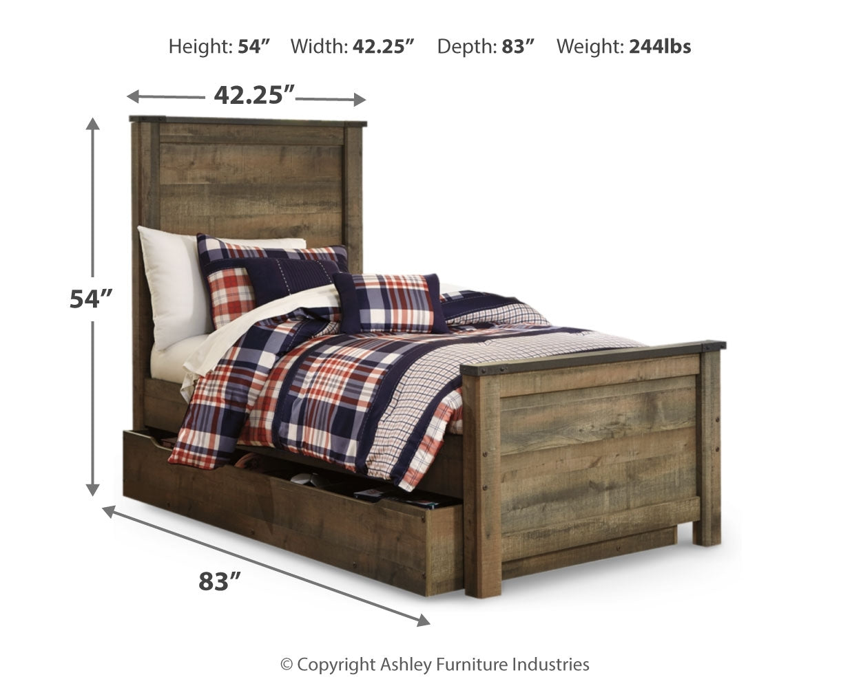 Trinell Twin Panel Bed with 1 Large Storage Drawer