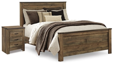 Cama Queen con paneles y mesita de noche Trinell