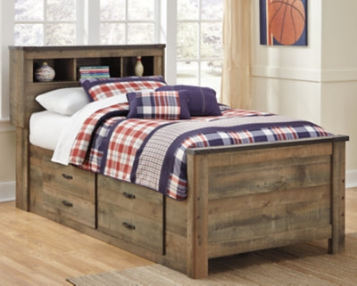 Cama individual con almacenaje, cómoda y mesita de noche Trinell