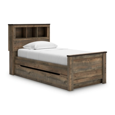 Cama librería individual Trinell con 1 cajón grande de almacenamiento
