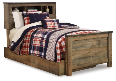 Cama librería individual Trinell con 1 cajón grande de almacenamiento