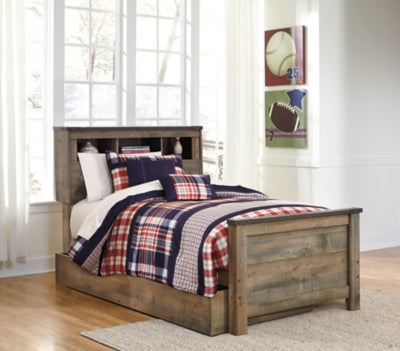 Cama librería individual Trinell con 1 cajón grande de almacenamiento