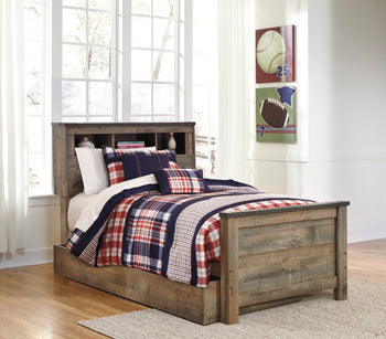Cama librería individual Trinell con 1 cajón grande de almacenamiento
