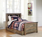 Cama librería individual Trinell con 1 cajón grande de almacenamiento